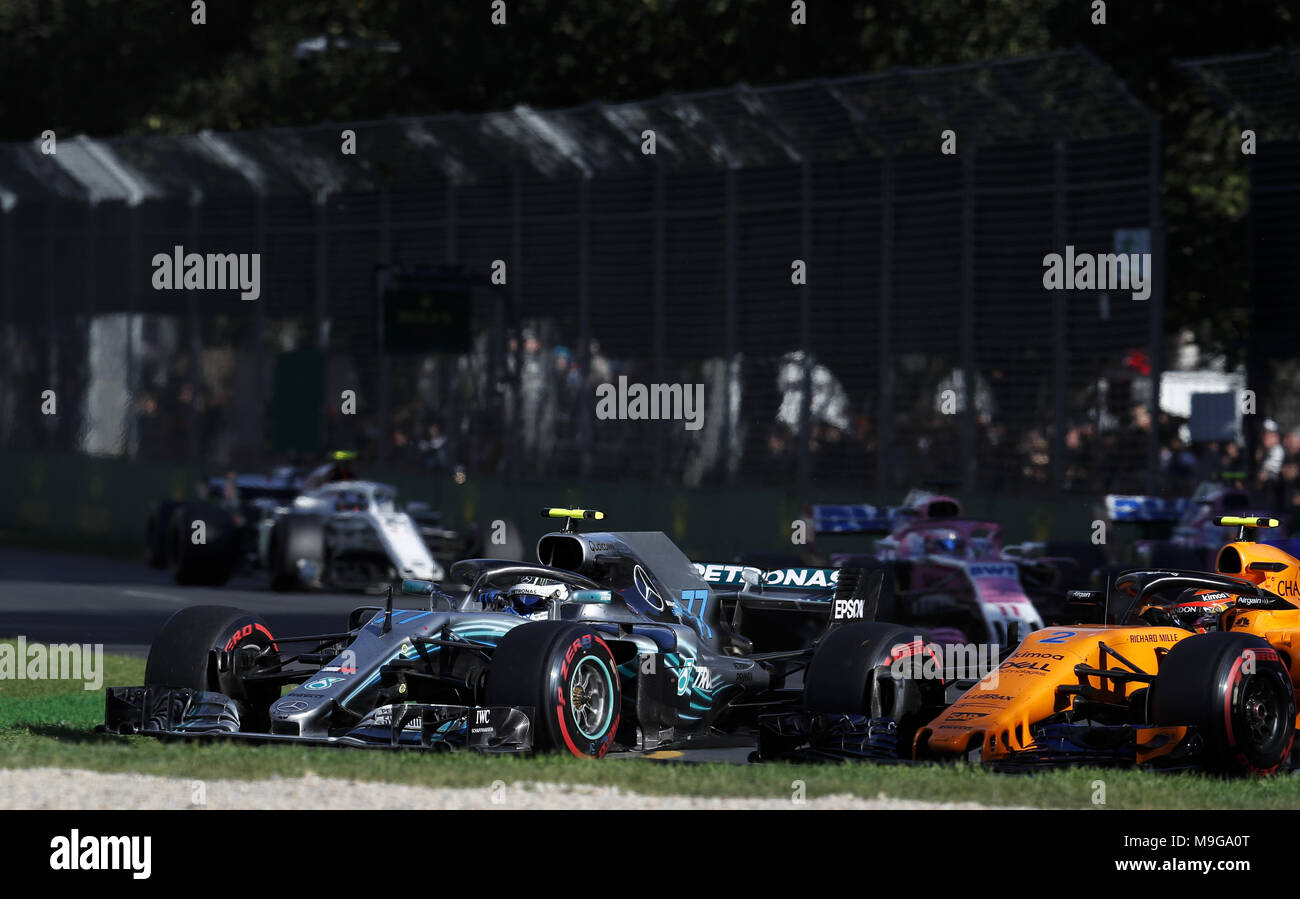Melbourne, Australia. 25 Mar, 2018. Motorsports: FIA Formula One World Championship 2018, Melbourne, Victoria : Motorsports: Formula 1 2018 Rolex Australian Grand Prix, #77 Valtteri Bottas (FIN, Mercedes AMG Petronas), | Utilizzo di credito in tutto il mondo: dpa picture alliance/Alamy Live News Foto Stock