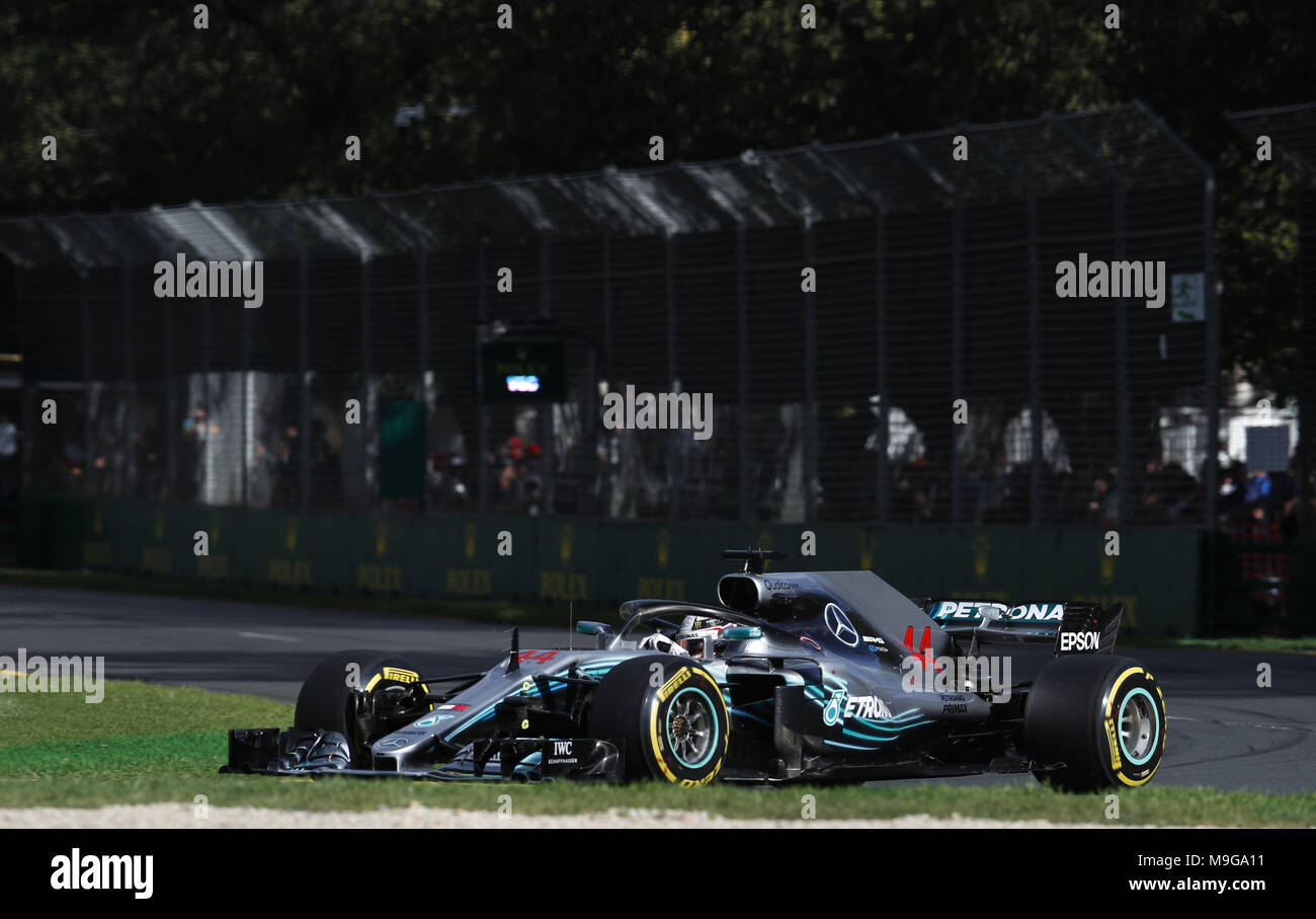 Melbourne, Australia. 25 Mar, 2018. Motorsports: FIA Formula One World Championship 2018, Melbourne, Victoria : Motorsports: Formula 1 2018 Rolex Australian Grand Prix, #44 Lewis Hamilton (GBR, Mercedes AMG Petronas Team di F1), | Utilizzo di credito in tutto il mondo: dpa picture alliance/Alamy Live News Foto Stock