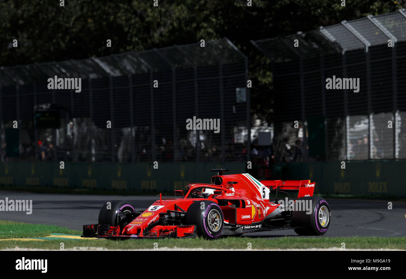 Melbourne, Australia. 25 Mar, 2018. Motorsports: FIA Formula One World Championship 2018, Melbourne, Victoria : Motorsports: Formula 1 2018 Rolex Australian Grand Prix, , #5 Sebastian Vettel (GER, la Scuderia Ferrari) | utilizzo del credito in tutto il mondo: dpa picture alliance/Alamy Live News Foto Stock