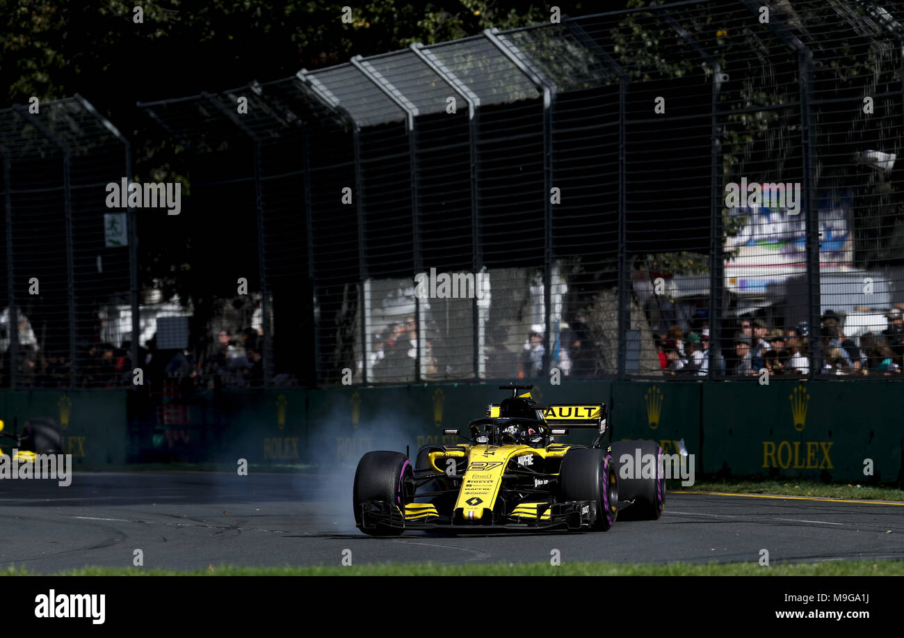 Melbourne, Australia. 25 Mar, 2018. Motorsports: FIA Formula One World Championship 2018, Melbourne, Victoria : Motorsports: Formula 1 2018 Rolex Australian Grand Prix, #27 Nico Hülkenberg (Renault Sport Team di F1), | Utilizzo di credito in tutto il mondo: dpa picture alliance/Alamy Live News Foto Stock