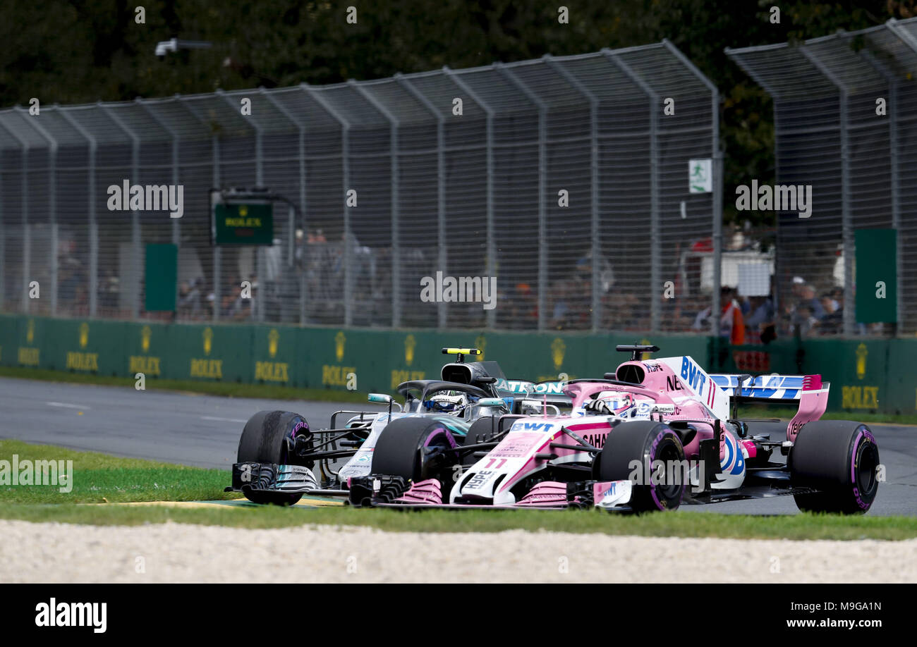 Melbourne, Australia. 25 Mar, 2018. Motorsports: FIA Formula One World Championship 2018, Melbourne, Victoria : Motorsports: Formula 1 2018 Rolex Australian Grand Prix, #11 Sergio Perez (MEX, Sahara Force India F1 Team), | Utilizzo di credito in tutto il mondo: dpa picture alliance/Alamy Live News Foto Stock