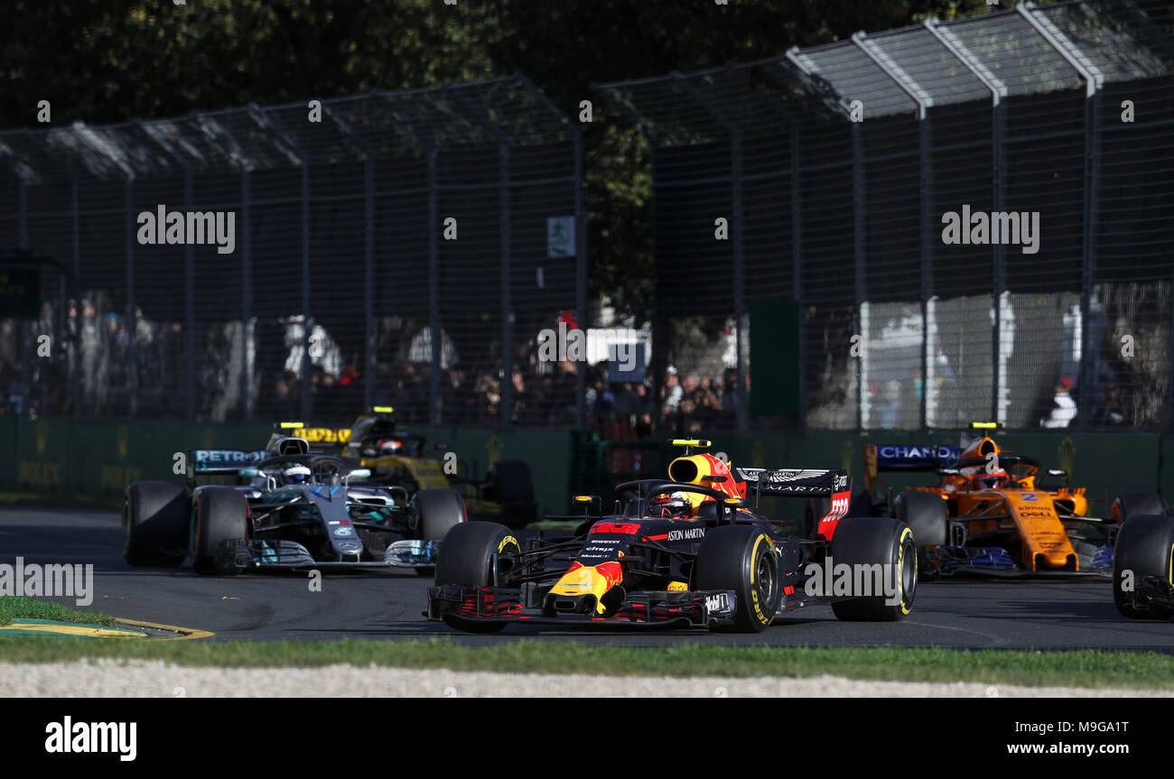 Melbourne, Australia. 25 Mar, 2018. Motorsports: FIA Formula One World Championship 2018, Melbourne, Victoria : Motorsports: Formula 1 2018 Rolex Australian Grand Prix, #33 Max Verstappen (NDL, Red Bull Racing), | Utilizzo di credito in tutto il mondo: dpa picture alliance/Alamy Live News Foto Stock