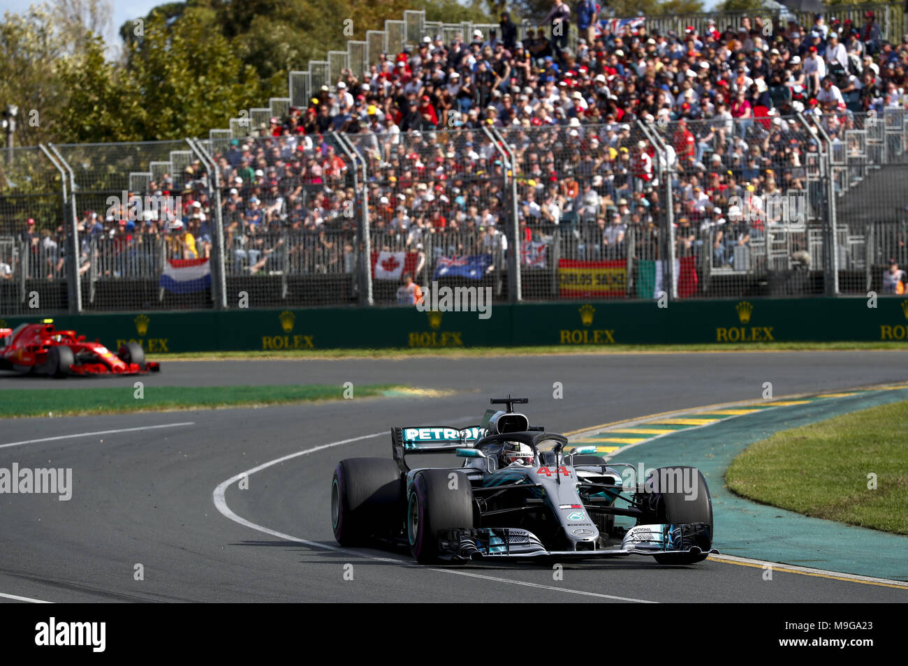 Melbourne, Australia. 25 Mar, 2018. Motorsports: FIA Formula One World Championship 2018, Melbourne, Victoria : Motorsports: Formula 1 2018 Rolex Australian Grand Prix, #44 Lewis Hamilton (GBR, Mercedes AMG Petronas Team di F1), | Utilizzo di credito in tutto il mondo: dpa picture alliance/Alamy Live News Foto Stock