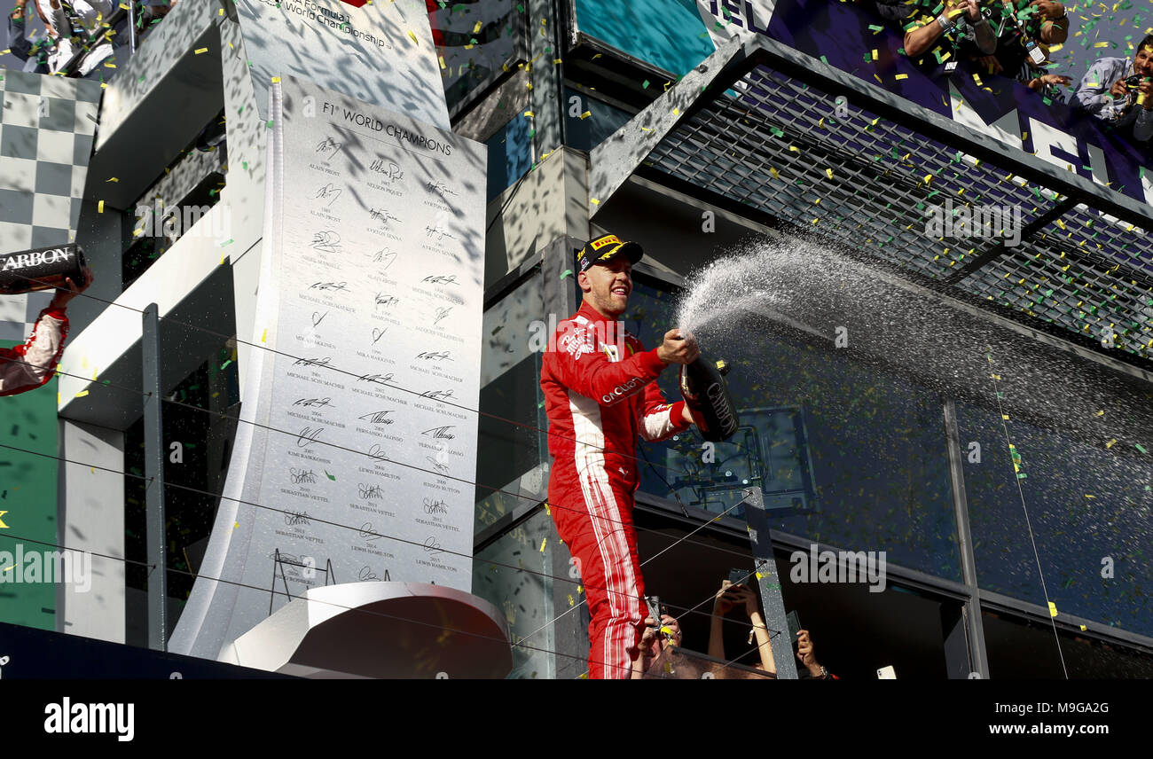 Melbourne, Australia. 25 Mar, 2018. Motorsports: FIA Formula One World Championship 2018, Melbourne, Victoria : Motorsports: Formula 1 2018 Rolex Australian Grand Prix, , #5 Sebastian Vettel (GER, la Scuderia Ferrari) | utilizzo del credito in tutto il mondo: dpa picture alliance/Alamy Live News Foto Stock