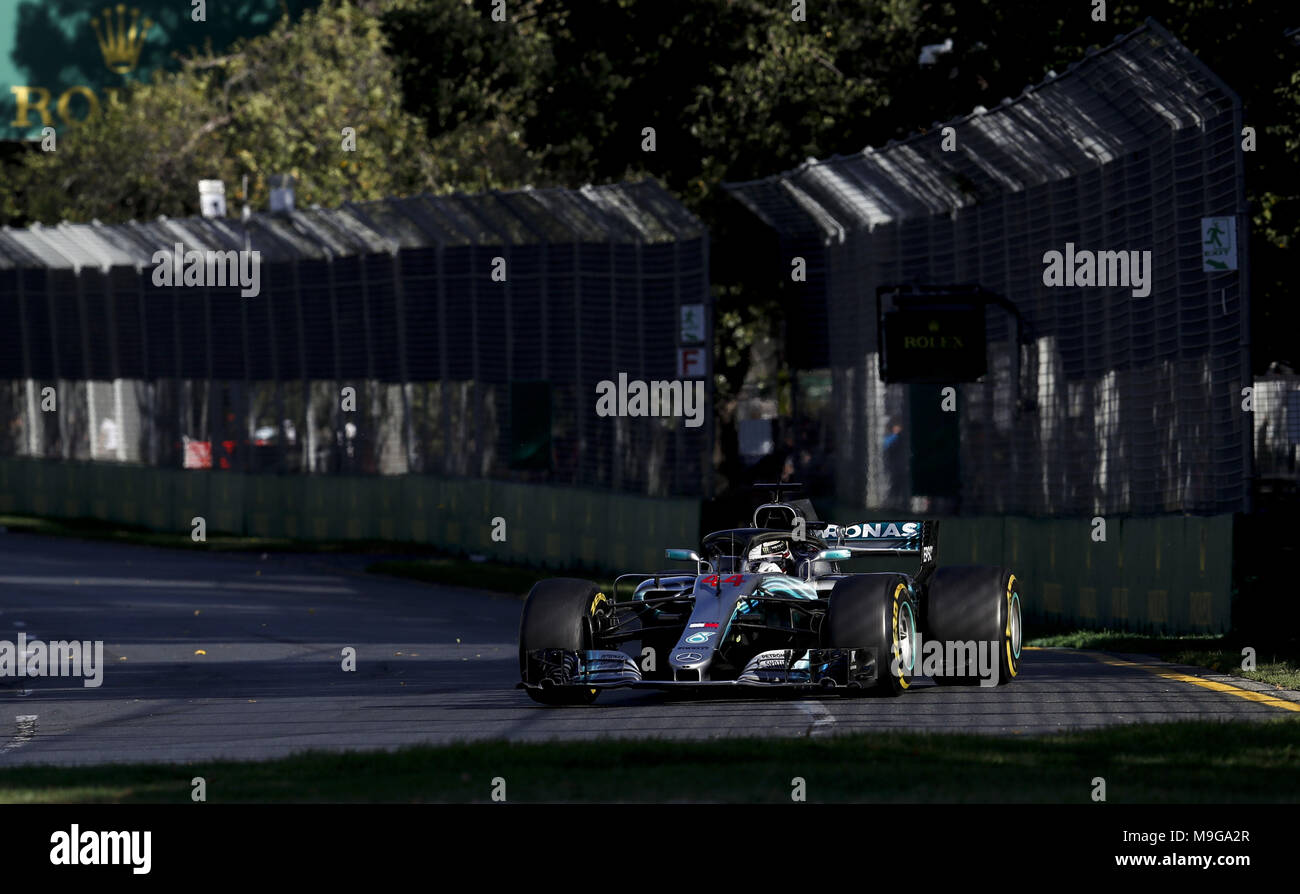Melbourne, Australia. 25 Mar, 2018. Motorsports: FIA Formula One World Championship 2018, Melbourne, Victoria : Motorsports: Formula 1 2018 Rolex Australian Grand Prix, #44 Lewis Hamilton (GBR, Mercedes AMG Petronas Team di F1), | Utilizzo di credito in tutto il mondo: dpa picture alliance/Alamy Live News Foto Stock