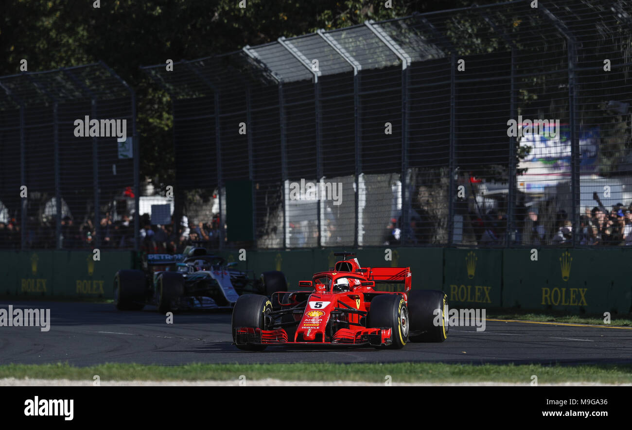 Melbourne, Australia. 25 Mar, 2018. Motorsports: FIA Formula One World Championship 2018, Melbourne, Victoria : Motorsports: Formula 1 2018 Rolex Australian Grand Prix, , #5 Sebastian Vettel (GER, la Scuderia Ferrari) | utilizzo del credito in tutto il mondo: dpa picture alliance/Alamy Live News Foto Stock