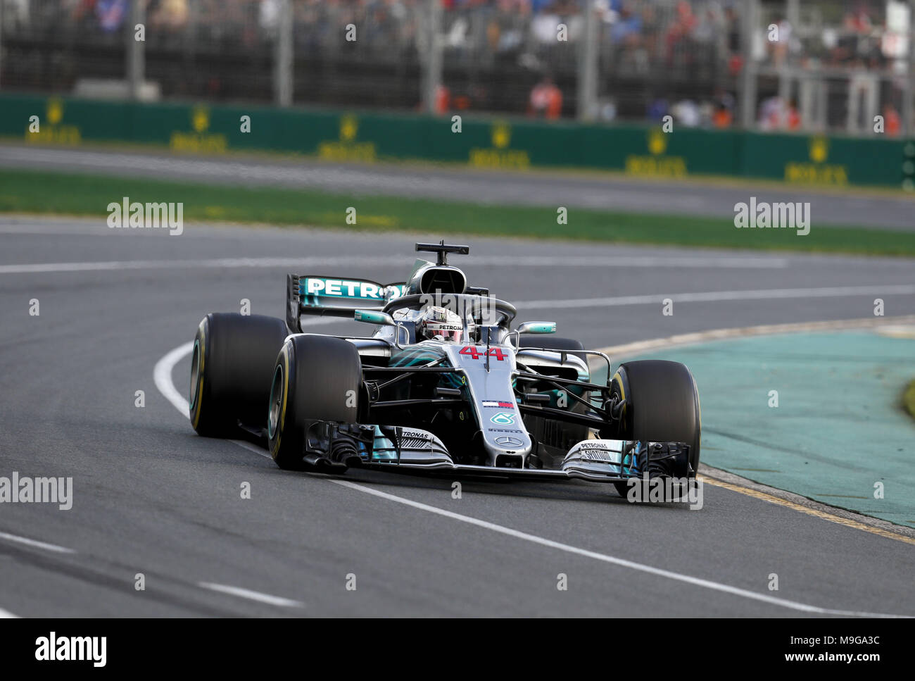 Melbourne, Australia. 25 Mar, 2018. Motorsports: FIA Formula One World Championship 2018, Melbourne, Victoria : Motorsports: Formula 1 2018 Rolex Australian Grand Prix, #44 Lewis Hamilton (GBR, Mercedes AMG Petronas Team di F1), | Utilizzo di credito in tutto il mondo: dpa picture alliance/Alamy Live News Foto Stock