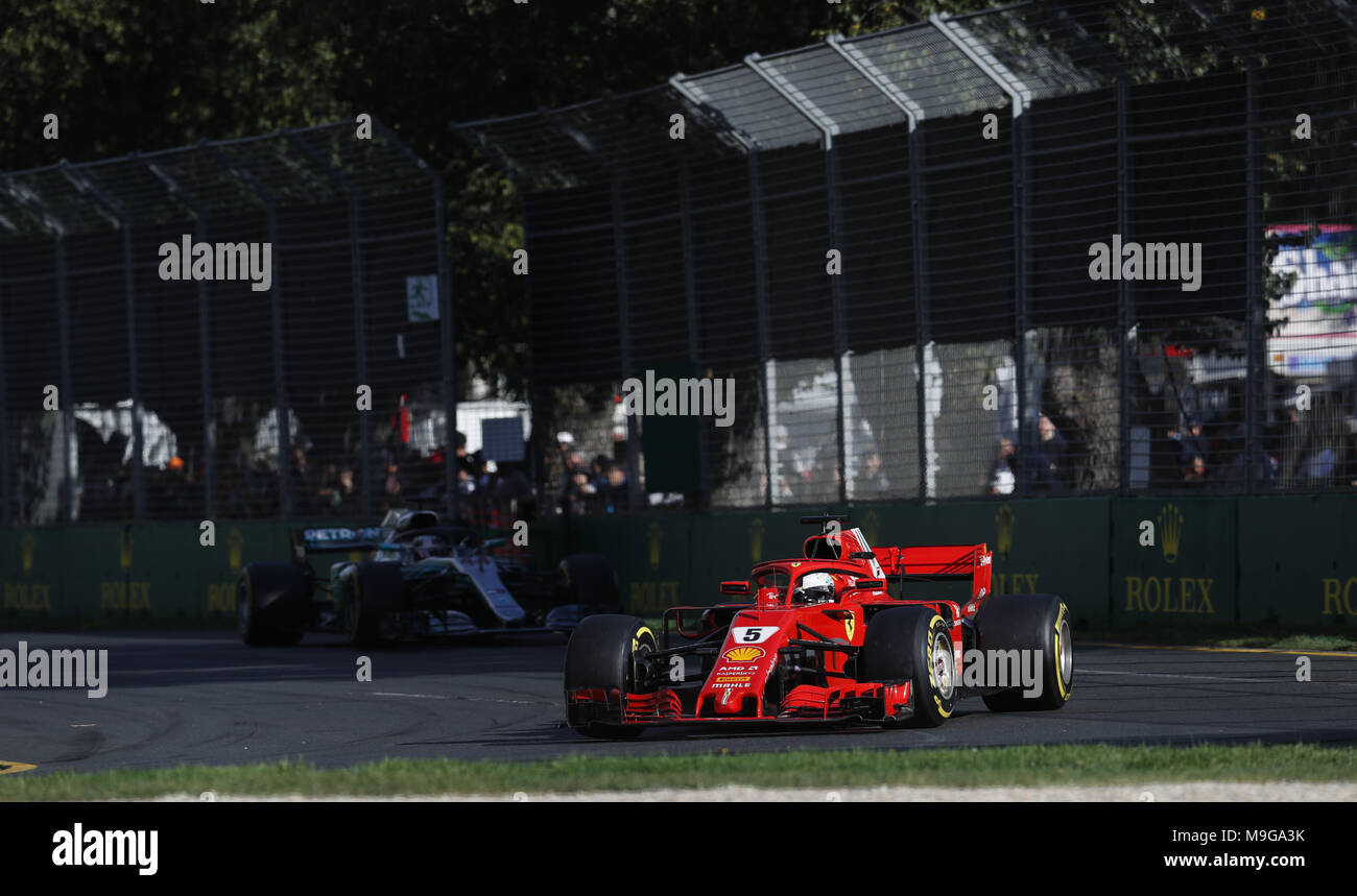 Melbourne, Australia. 25 Mar, 2018. Motorsports: FIA Formula One World Championship 2018, Melbourne, Victoria : Motorsports: Formula 1 2018 Rolex Australian Grand Prix, , #5 Sebastian Vettel (GER, la Scuderia Ferrari) | utilizzo del credito in tutto il mondo: dpa picture alliance/Alamy Live News Foto Stock