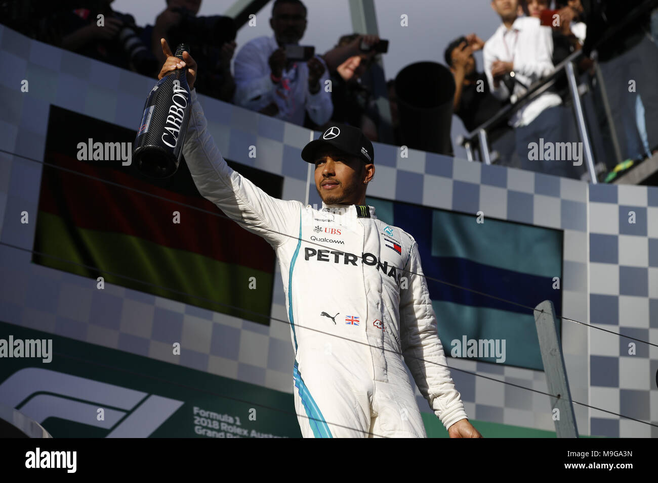 Melbourne, Australia. 25 Mar, 2018. Motorsports: FIA Formula One World Championship 2018, Melbourne, Victoria : Motorsports: Formula 1 2018 Rolex Australian Grand Prix, #44 Lewis Hamilton (GBR, Mercedes AMG Petronas Team di F1), | Utilizzo di credito in tutto il mondo: dpa picture alliance/Alamy Live News Foto Stock