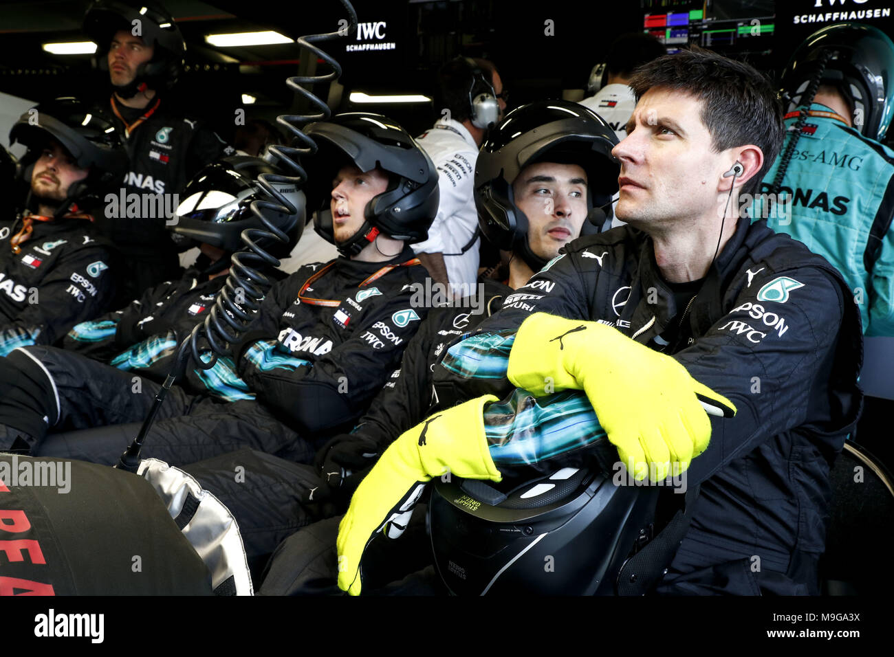 Melbourne, Australia. 25 Mar, 2018. Motorsports: FIA Formula One World Championship 2018, Melbourne, Victoria : Motorsports: Formula 1 2018 Rolex Australian Grand Prix, (Team Mercedes AMG Petronas Team di F1), | Utilizzo di credito in tutto il mondo: dpa/Alamy Live News Credito: dpa picture alliance/Alamy Live News Foto Stock