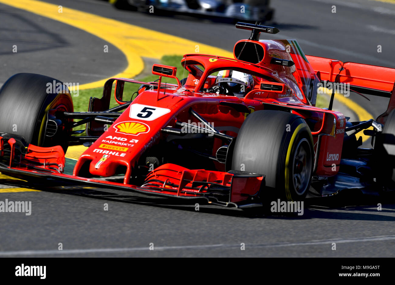 Melbourne, Australia. 25 Mar, 2018. Motorsports: FIA Formula One World Championship 2018, Melbourne, Victoria : Motorsports: Formula 1 2018 Rolex Australian Grand Prix, #5 Sebastian Vettel (GER, la Scuderia Ferrari) | utilizzo del credito in tutto il mondo: dpa/Alamy Live News Credito: dpa picture alliance/Alamy Live News Foto Stock