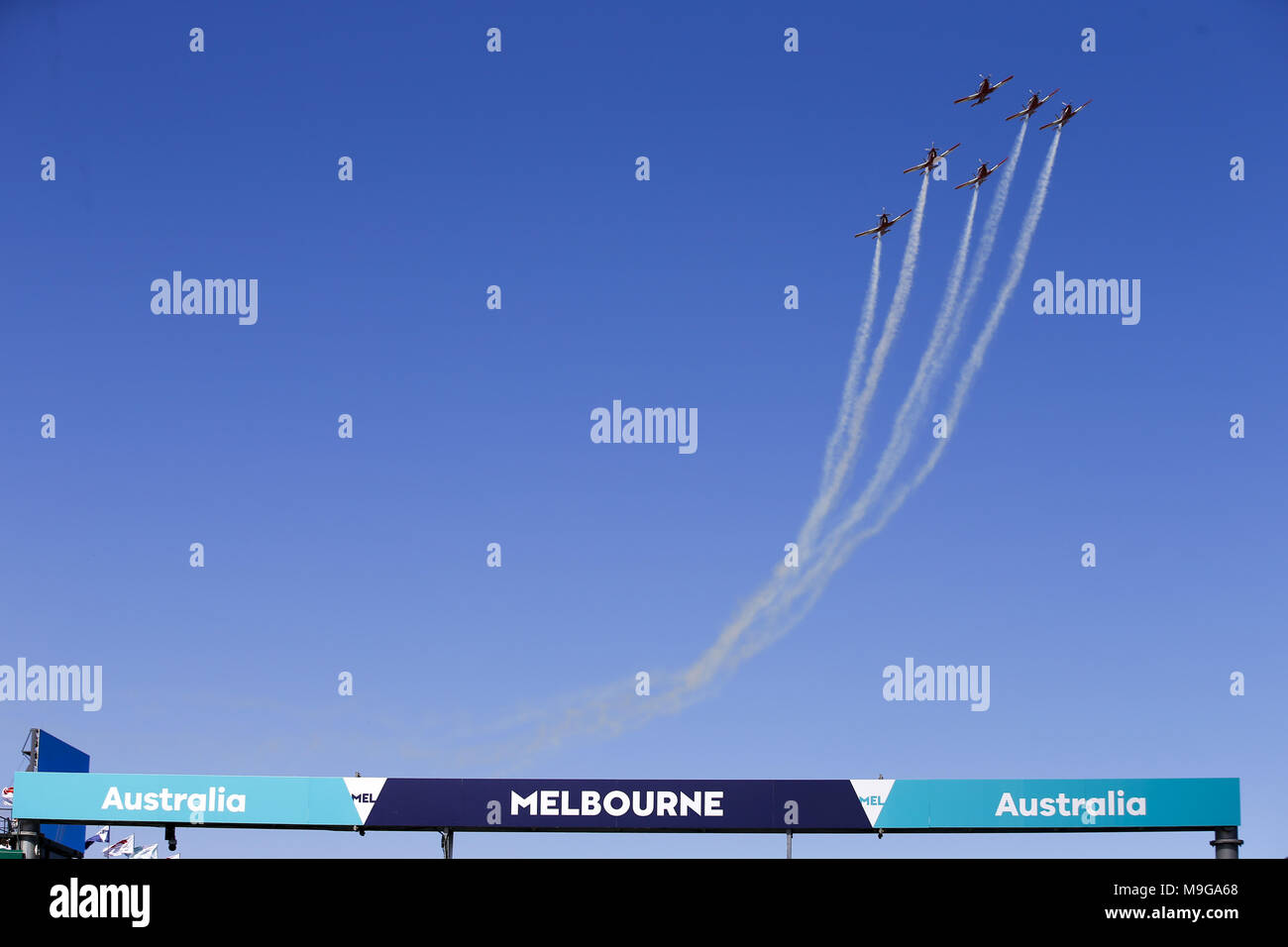 Melbourne, Australia. 25 Mar, 2018. Motorsports: FIA Formula One World Championship 2018, Melbourne, Victoria : Motorsports: Formula 1 2018 Rolex Australian Grand Prix, getti Flightshow | Utilizzo di credito in tutto il mondo: dpa/Alamy Live News Credito: dpa picture alliance/Alamy Live News Foto Stock
