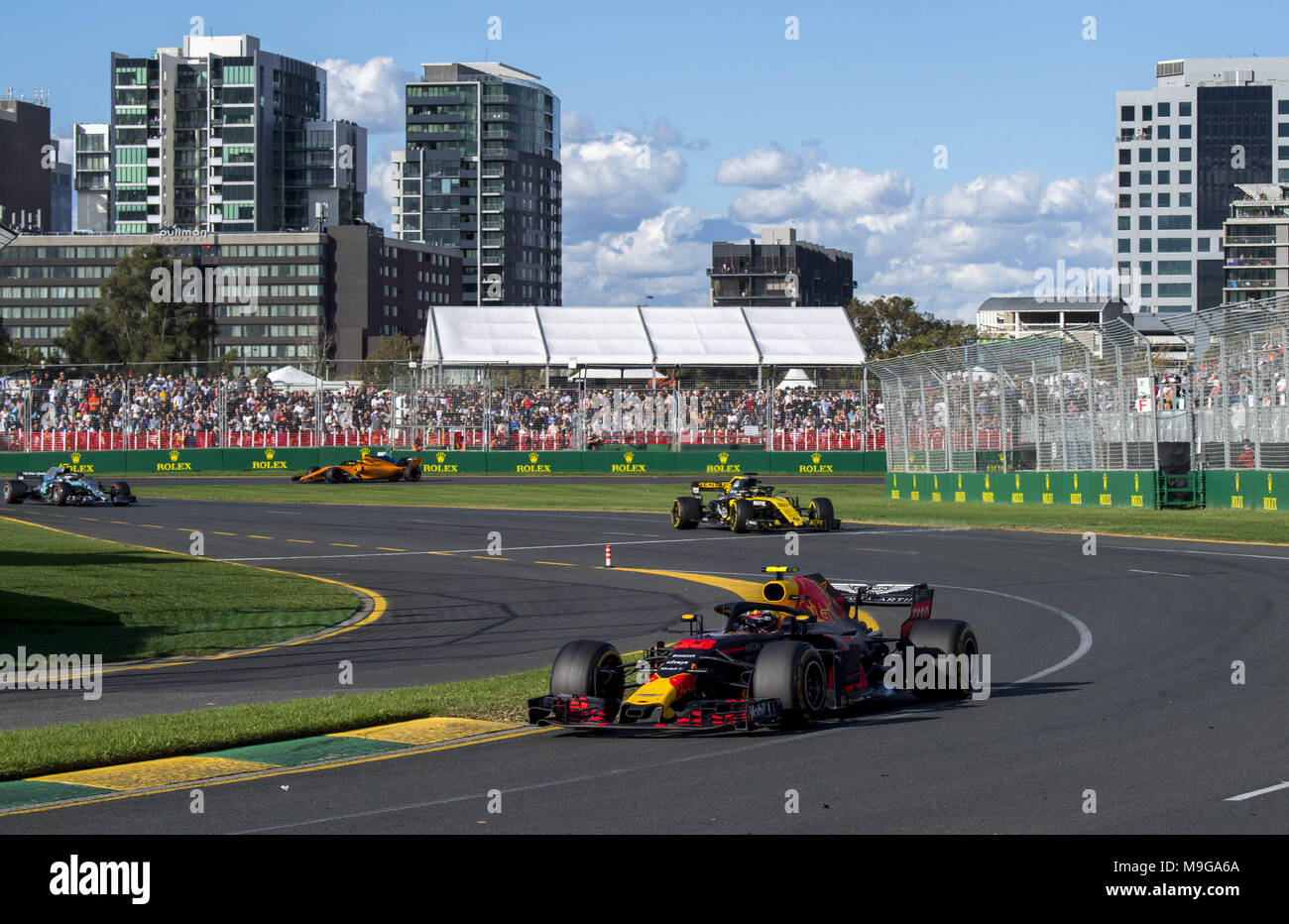 Melbourne, Australia. 25 Mar, 2018. Motorsports: FIA Formula One World Championship 2018, Melbourne, Victoria : Motorsports: Formula 1 2018 Rolex Australian Grand Prix, #33 Max Verstappen (NDL, Red Bull Racing), | Utilizzo di credito in tutto il mondo: dpa/Alamy Live News Credito: dpa picture alliance/Alamy Live News Foto Stock