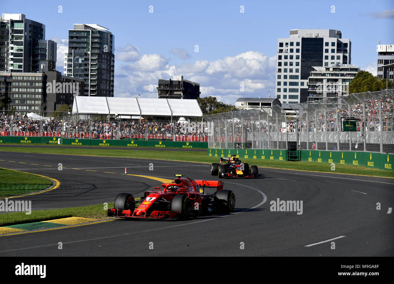 Melbourne, Australia. 25 Mar, 2018. Motorsports: FIA Formula One World Championship 2018, Melbourne, Victoria : Motorsports: Formula 1 2018 Rolex Australian Grand Prix, #7 Kimi Raikkonen (FIN, la Scuderia Ferrari), | Utilizzo di credito in tutto il mondo: dpa/Alamy Live News Credito: dpa picture alliance/Alamy Live News Foto Stock