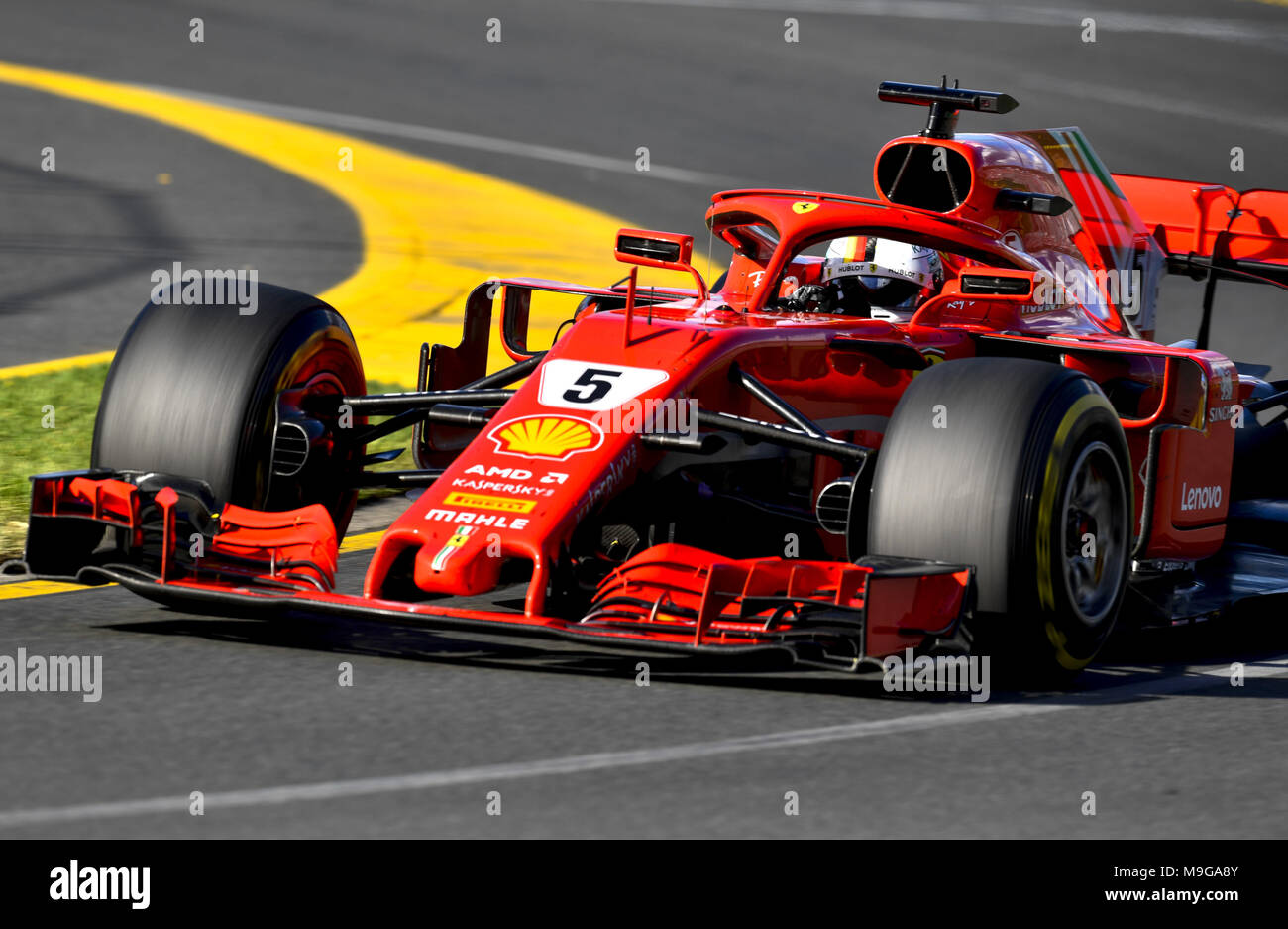 Melbourne, Australia. 25 Mar, 2018. Motorsports: FIA Formula One World Championship 2018, Melbourne, Victoria : Motorsports: Formula 1 2018 Rolex Australian Grand Prix, #5 Sebastian Vettel (GER, la Scuderia Ferrari) | utilizzo del credito in tutto il mondo: dpa/Alamy Live News Credito: dpa picture alliance/Alamy Live News Foto Stock