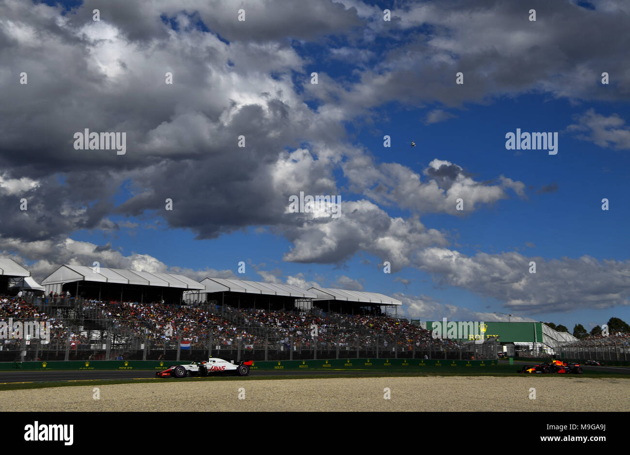 Melbourne, Australia. 25 Mar, 2018. Motorsports: FIA Formula One World Championship 2018, Melbourne, Victoria : Motorsports: Formula 1 2018 Rolex Australian Grand Prix, #20 Kevin Magnussen (DEN, Haas Team di F1), | Utilizzo di credito in tutto il mondo: dpa/Alamy Live News Credito: dpa picture alliance/Alamy Live News Foto Stock
