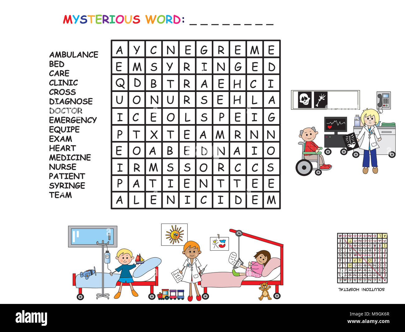 Gioco per bambini: crossword di ospedale Foto Stock