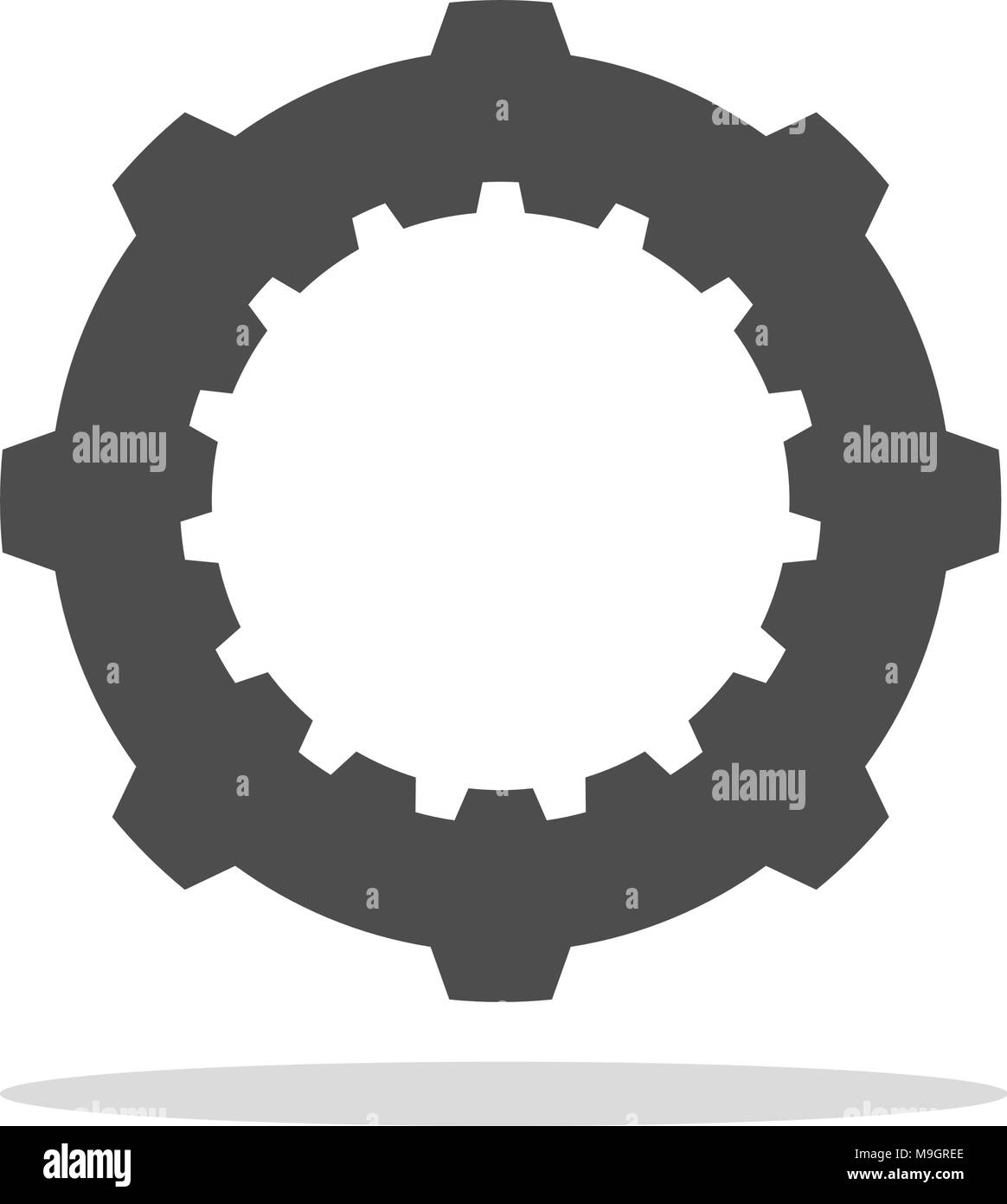 Ruota dentata su sfondo bianco. Meccanica illustrazione del simbolo Illustrazione Vettoriale