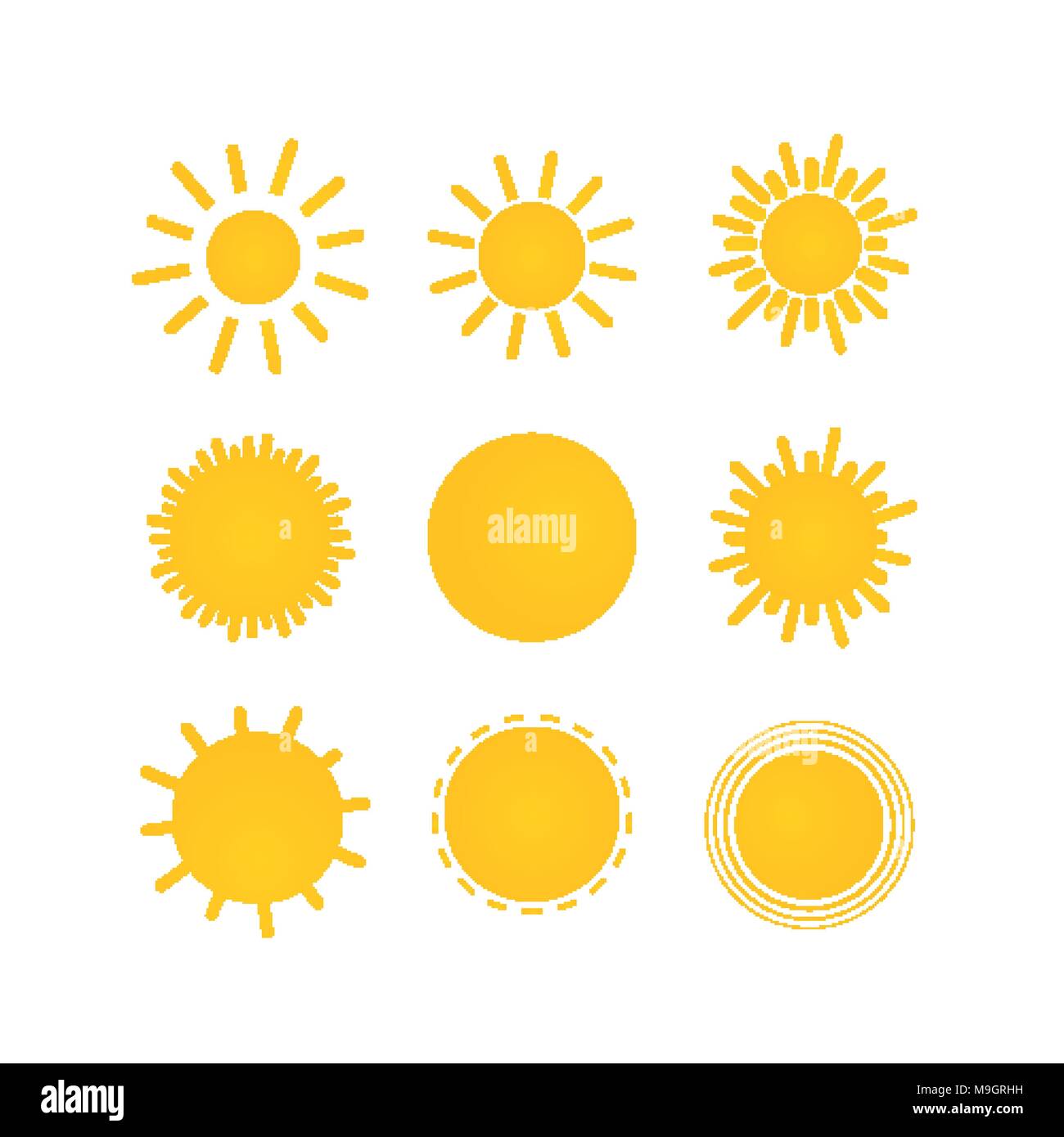 Tempo soleggiato set di icone. Sun doodle illustrazione Illustrazione Vettoriale