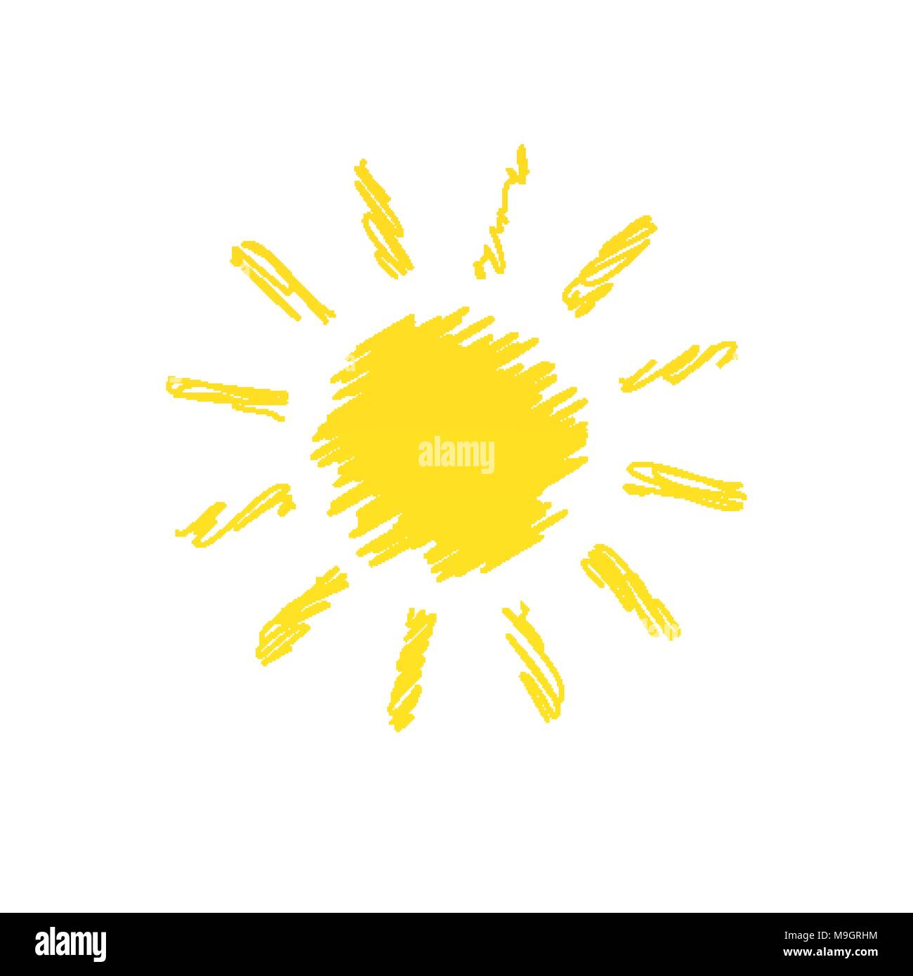 Disegnata a mano sun doodle illustrazione isolati su sfondo bianco Illustrazione Vettoriale