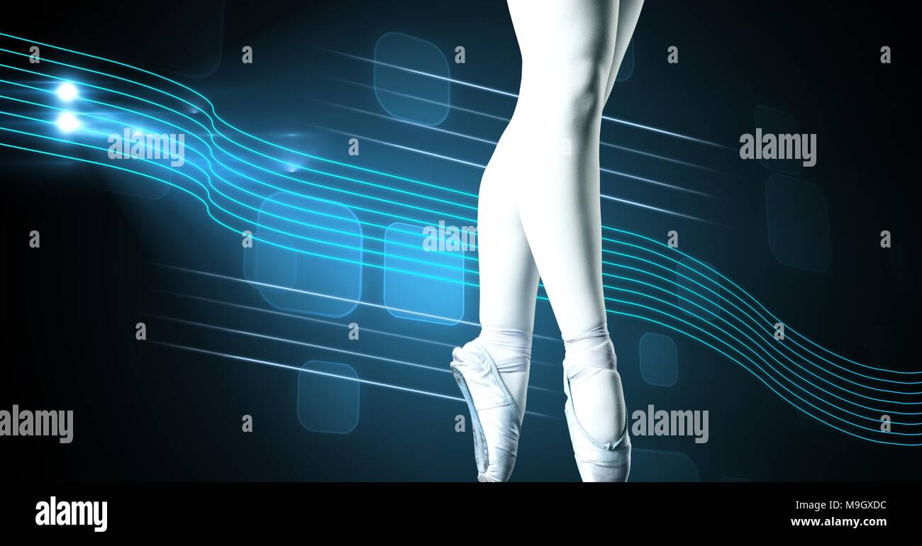 Ballerina con raffinati curva incandescente motion design Foto Stock