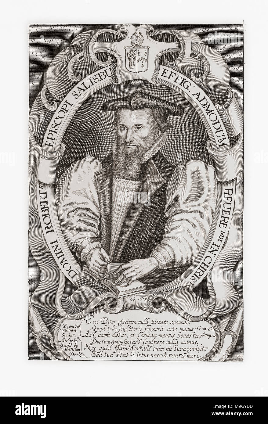 Robert Abate, 1560-1617. Il pastore anglicano e accademico. Maestro di Balliol College di Oxford. Vescovo di Salisbury. Da Woodburn's galleria di ritratti di rare, pubblicato 1816. Foto Stock