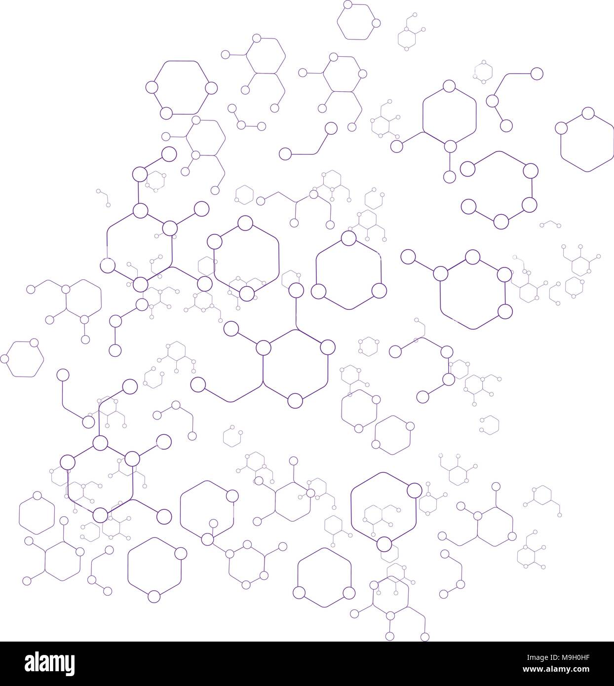 Molecola linea esagonale arte scienza medica Illustrazione Vettoriale
