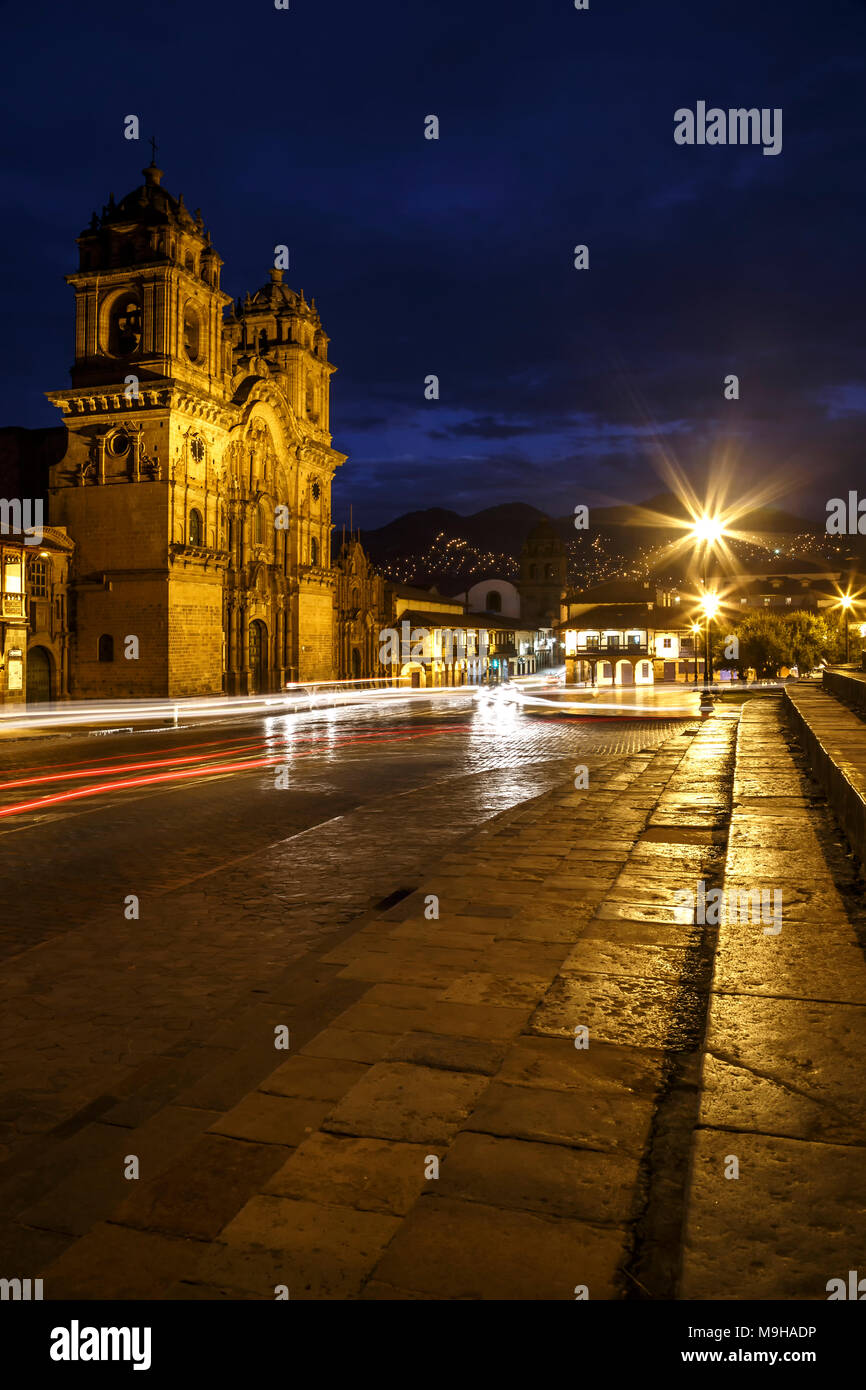 La Compania de Jesus (la Compagnia di Gesù) Chiesa, Plaza de Armas, Cusco, Perù Foto Stock