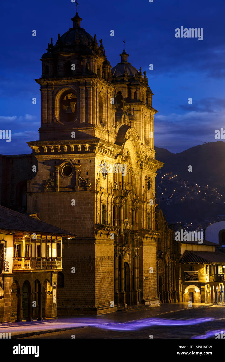 La Compania de Jesus (la Compagnia di Gesù) Chiesa, Plaza de Armas, Cusco, Perù Foto Stock