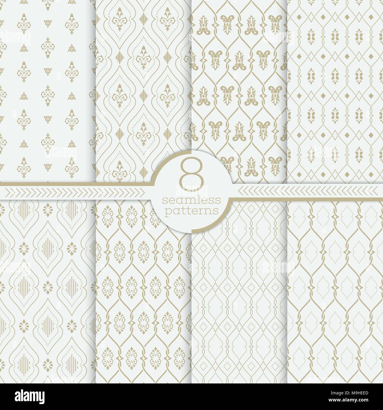 Vector seamless pattern. Set di lussuosi tessuti organici. I pattern possono essere usati come sfondo, tessuto stampa, texture di superficie, la carta di avvolgimento, pagina web b Illustrazione Vettoriale