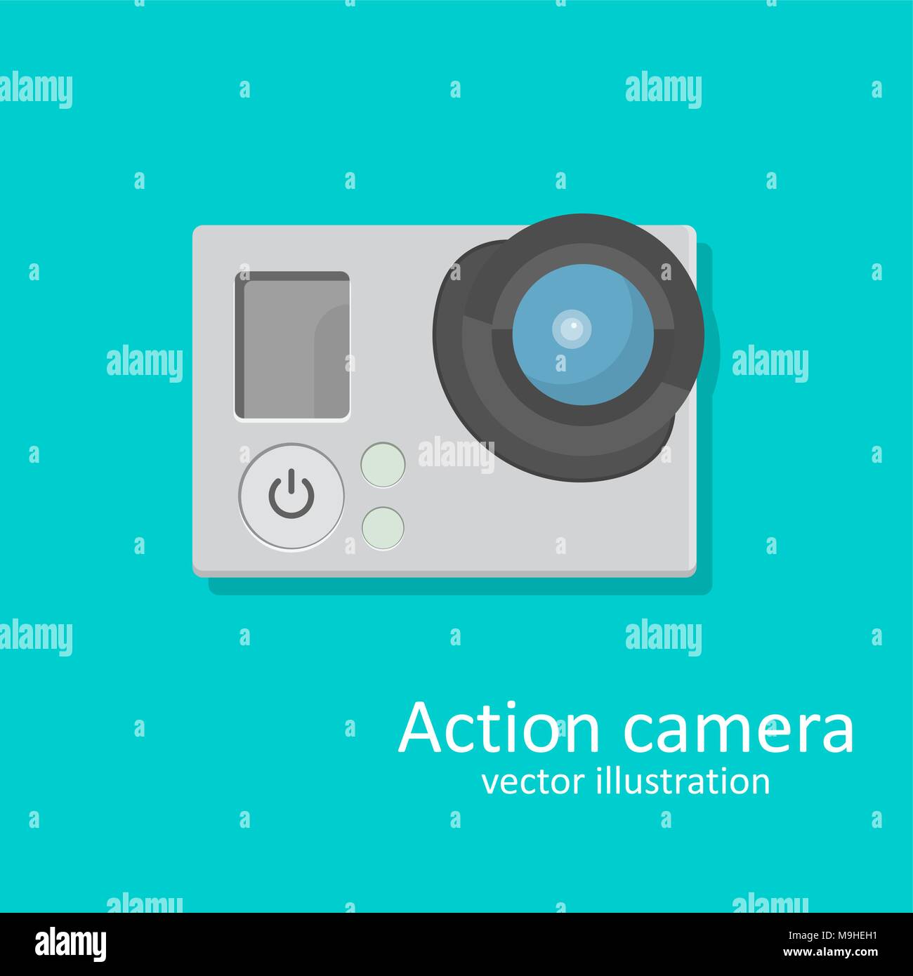 Icona azione una camera per i video e le fotografie. Una illustrazione vettoriale in stile appartamento. Illustrazione Vettoriale