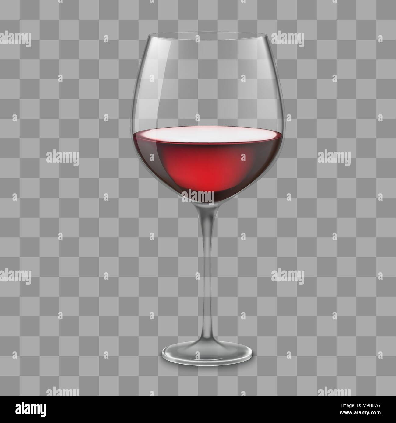 Vettore trasparente wineglass con vino rosso. Illustrazione Vettoriale