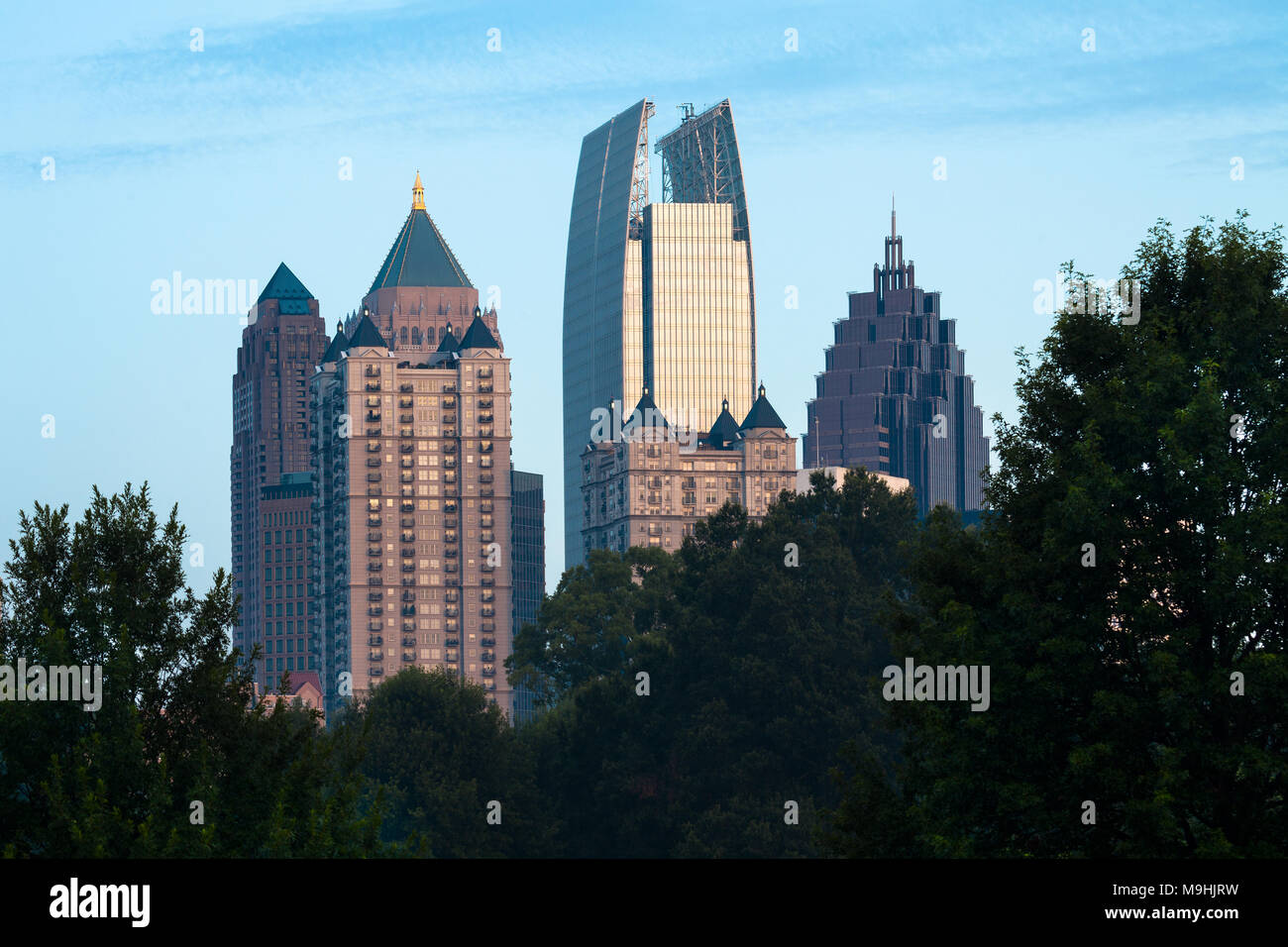 Midtown skyline da Piedmont Park, Atlanta, Georgia, Stati Uniti d'America Foto Stock