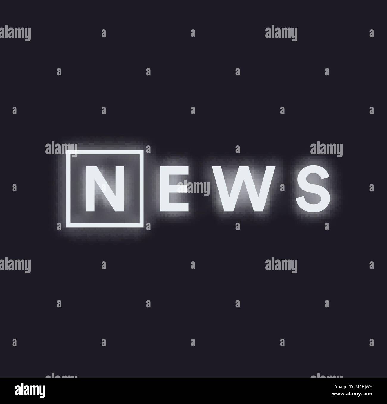 Attività paranormali news logo del messaggio. Monocromatico news feed concetto, bianco illuminato con neon testo su sfondo nero, illustrazione vettoriale. Illustrazione Vettoriale