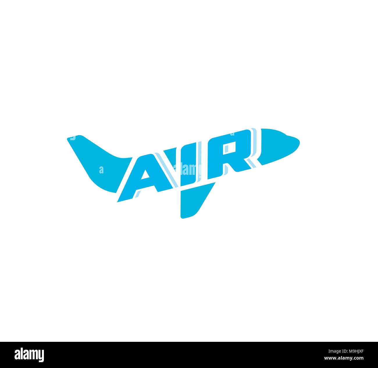 Aeroplano concetto astratto logo. L' aereo blu segno silhouette su sfondo bianco. Viaggi aerei, aereo di linea, illustrazione vettoriale su sfondo bianco. Illustrazione Vettoriale