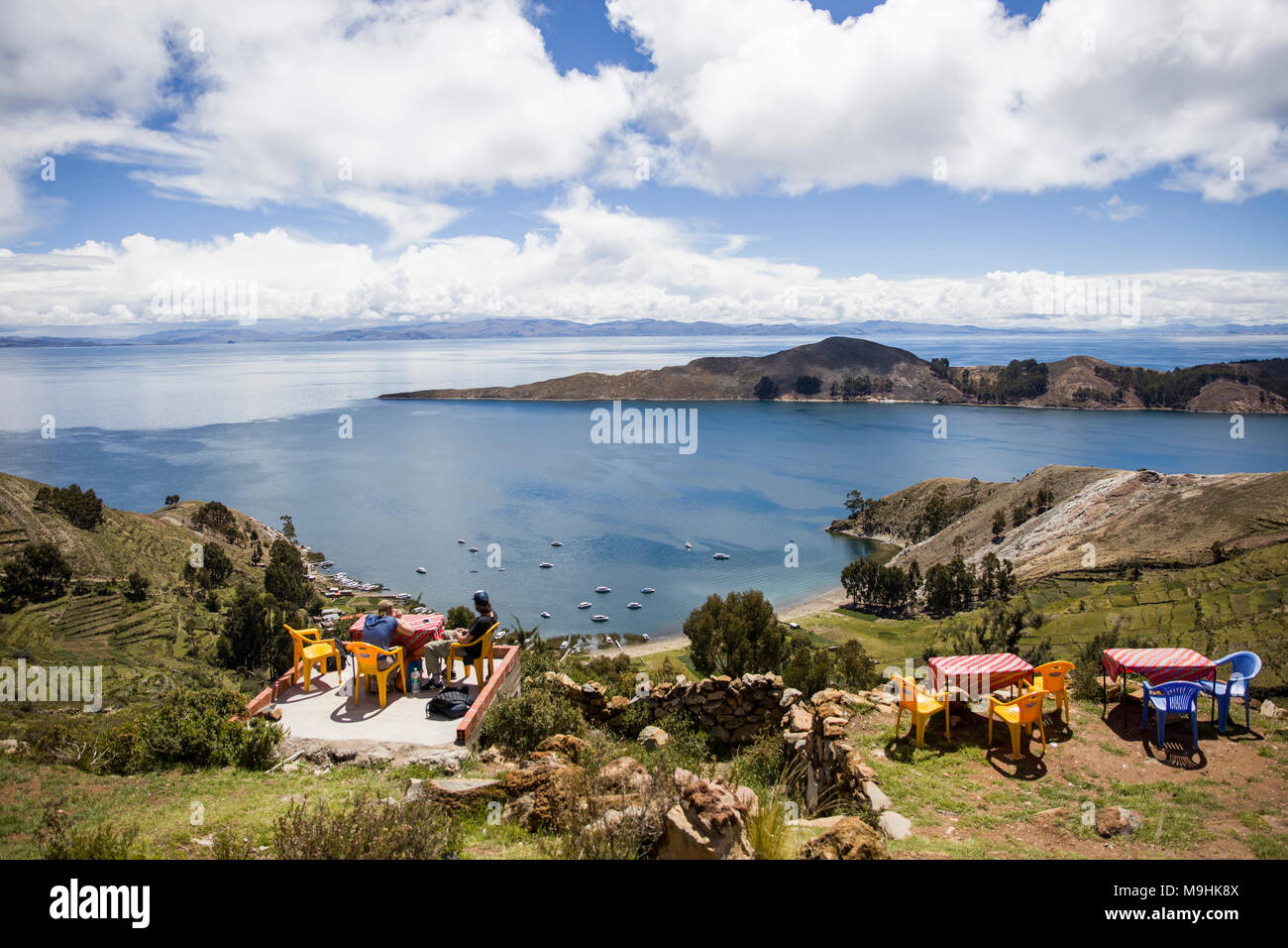 Isla del Sol, la più grande isola in alta quota al lago Titicaca in Bolivia Foto Stock