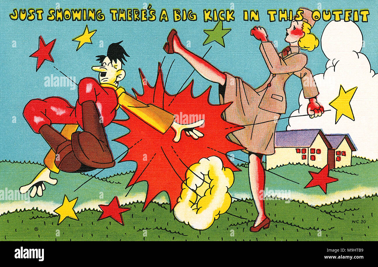 Vintage la Seconda Guerra Mondiale la propaganda statunitense cartolina. Pubblicato da Il Asheville Post Card Co, Asheville NC. Foto Stock