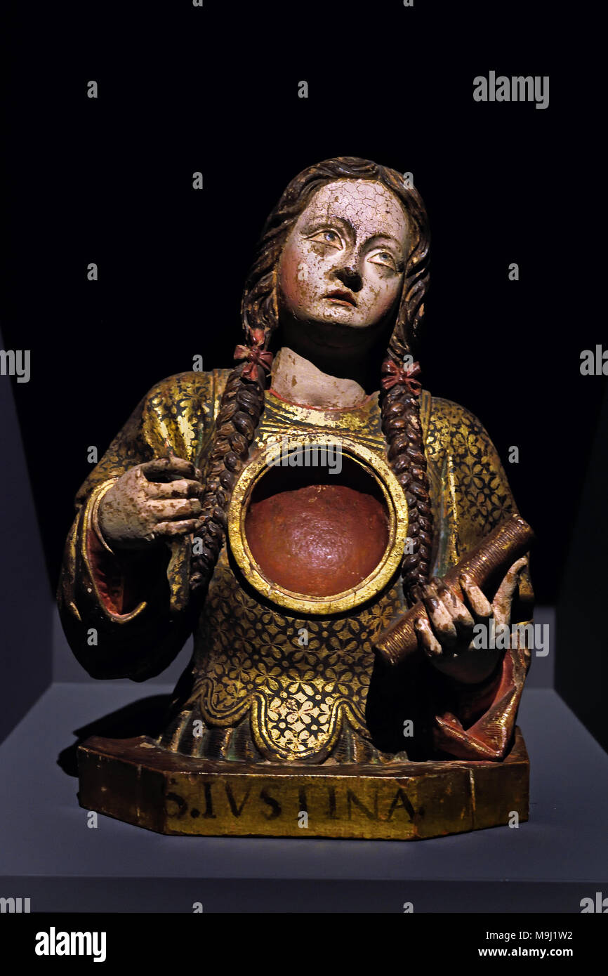 Reliquiario di Santa San Giustino del xviii secolo portoghese Portogallo Coimbra Foto Stock