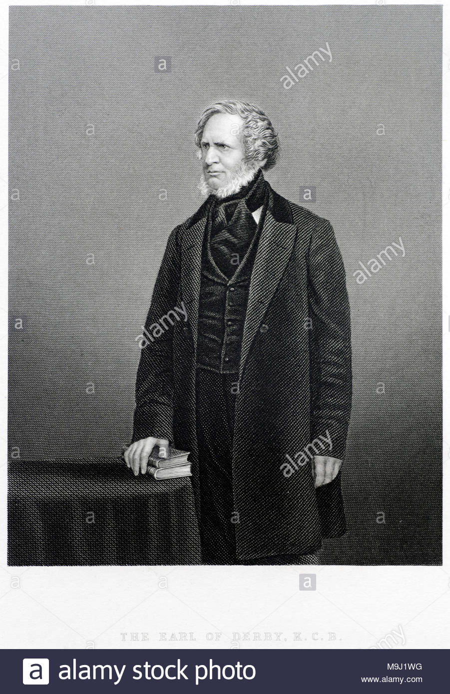 Edward George Geoffrey Smith-Stanley, XIV Conte di Derby, 1799 - 1869 era uno statista inglese e tre volte Primo Ministro del Regno Unito, antica incisione da circa 1850 Foto Stock