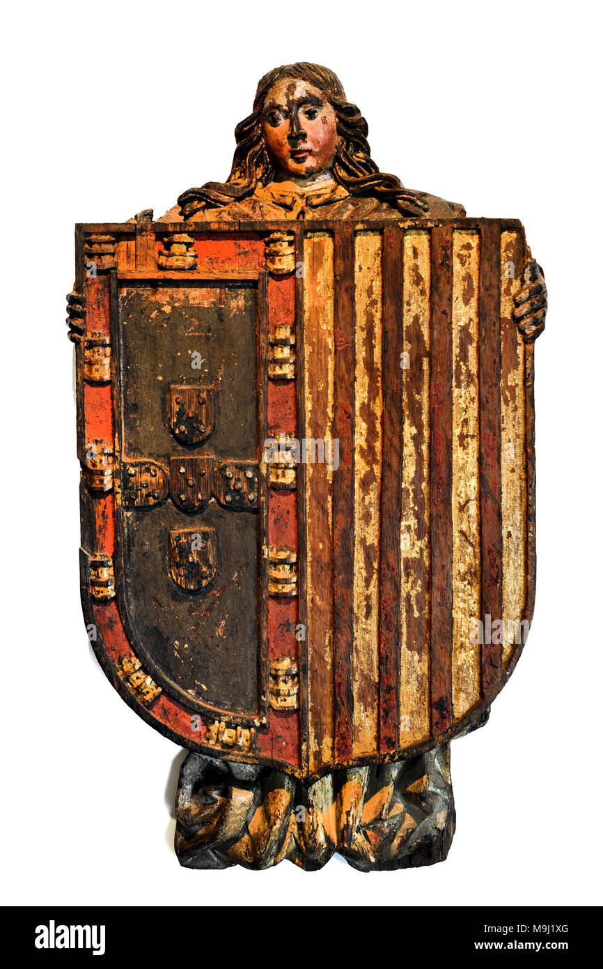 Anjo Heraldica Mosteiro de Santa Clara - Angelo Heraldica Monastero di Santa Clara del XVI secolo portoghese Portogallo Coimbra Foto Stock