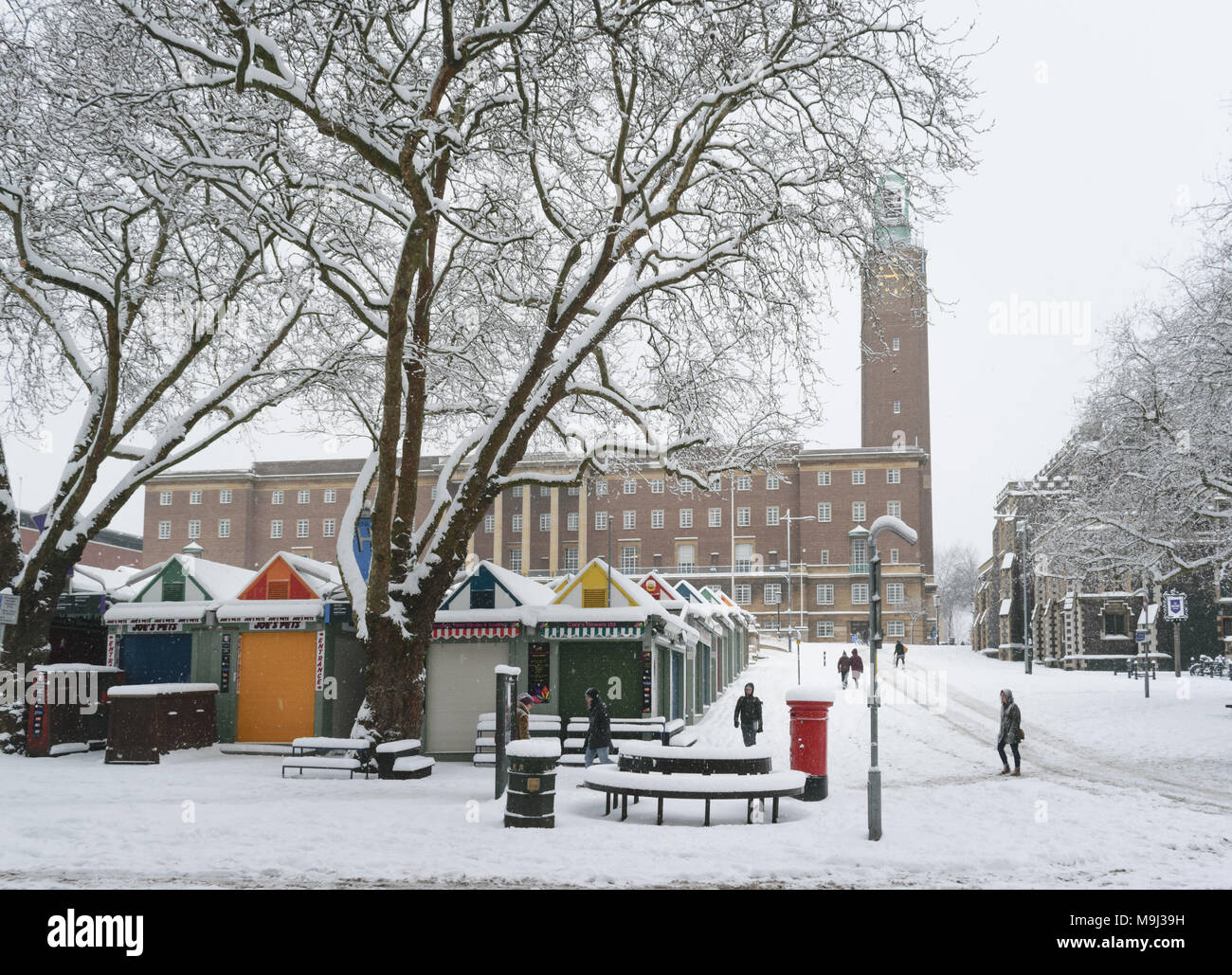 Norwich in inverno coperto da neve Foto Stock