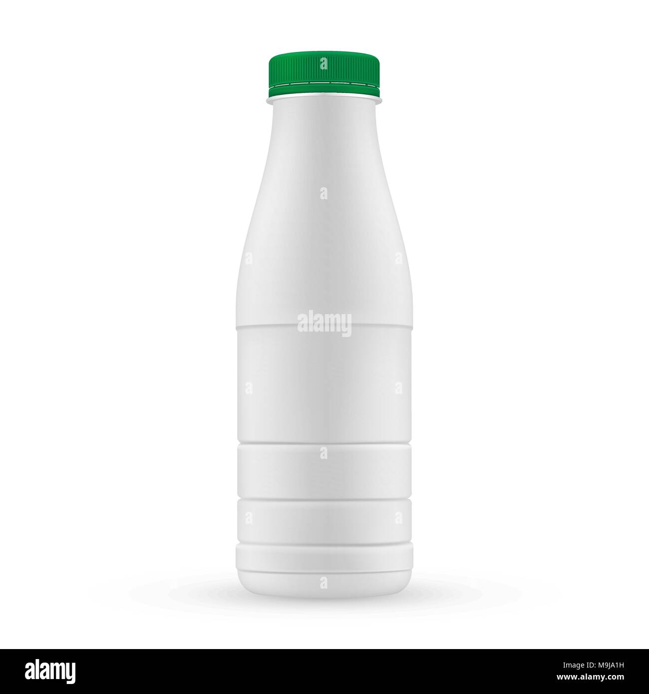 Vuoto in plastica bottiglia di latte verde con tappo a vite per latticini Illustrazione Vettoriale