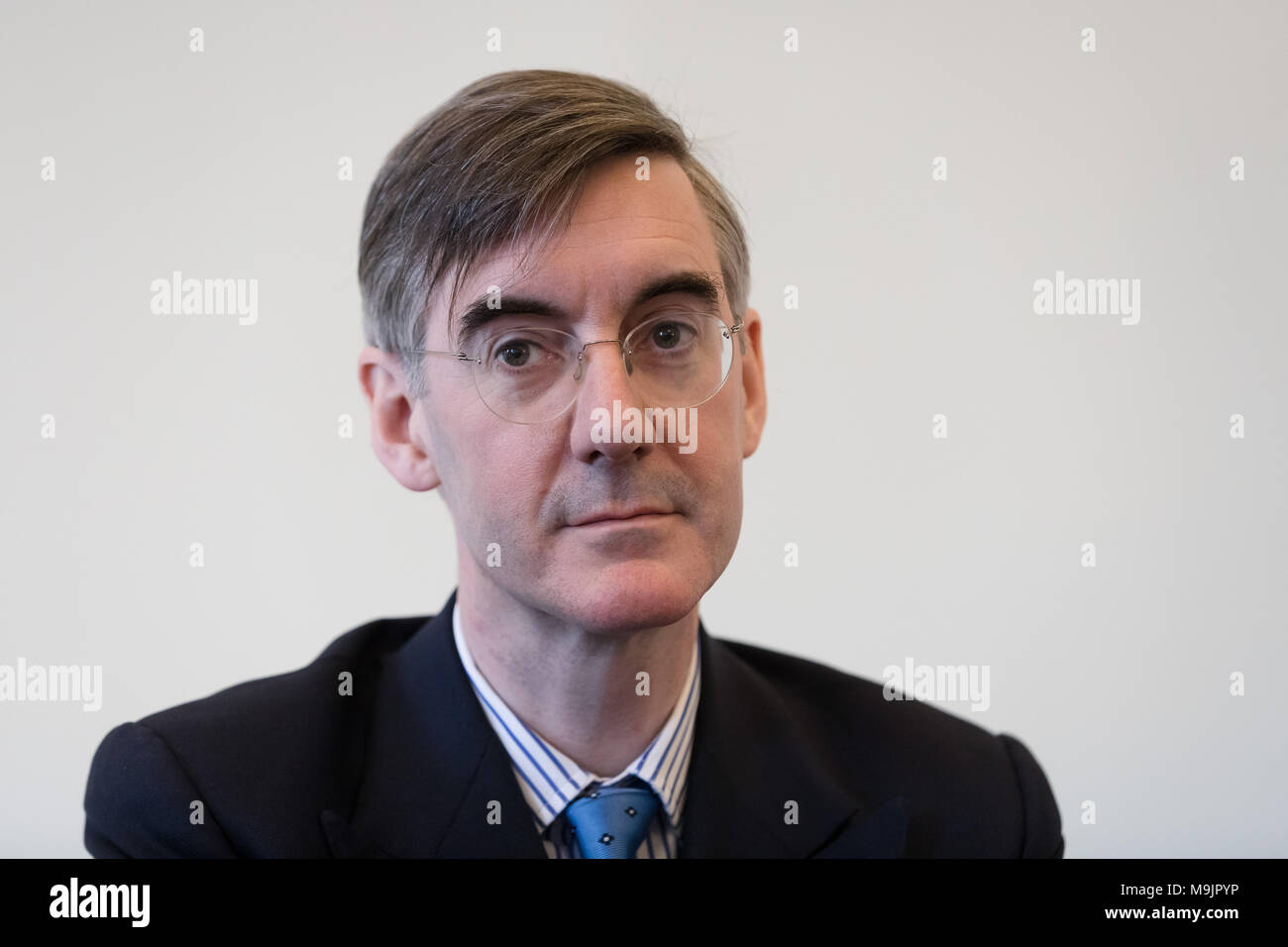 Londra, Regno Unito. Il 27 marzo 2018. Giacobbe Rees-Mogg parla a un pro Brexit evento organizzato dal gruppo di campagna, lasciare significa lasciare. Credito: Vickie Flores/Alamy Live News Foto Stock