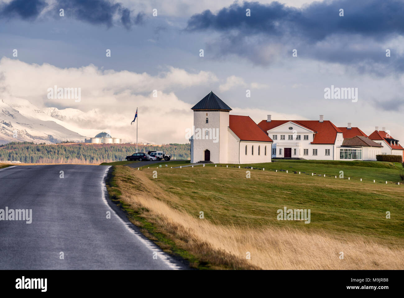Bessastadir, residenza ufficiale del Presidente dell'Islanda Alftanes, Islanda. Foto Stock