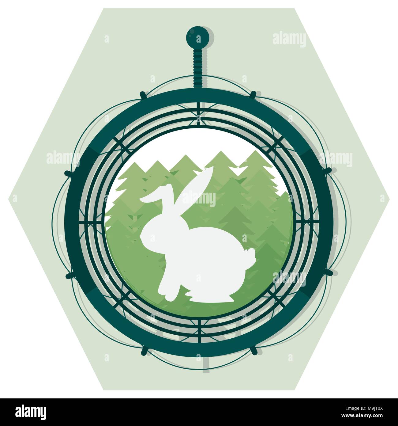 Silhouette di coniglio sul round icona Illustrazione Vettoriale