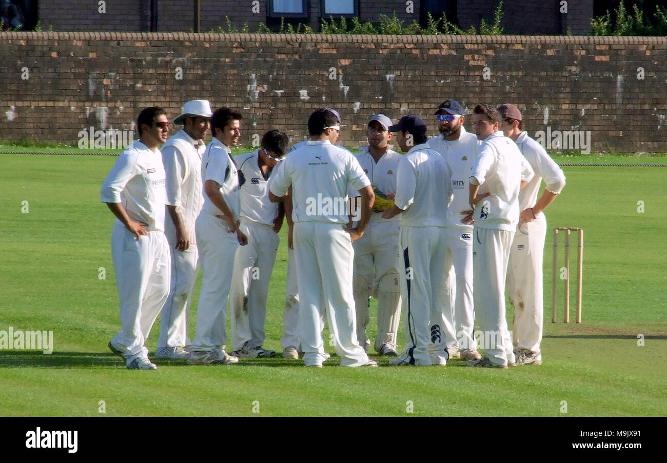 W.s.c.c rowan finale della Coppa di Scozia occidentale versi Clydesdale cricket club 23 luglio 2010 partita di cricket peel street Hamilton Crescent, Partick Foto Stock