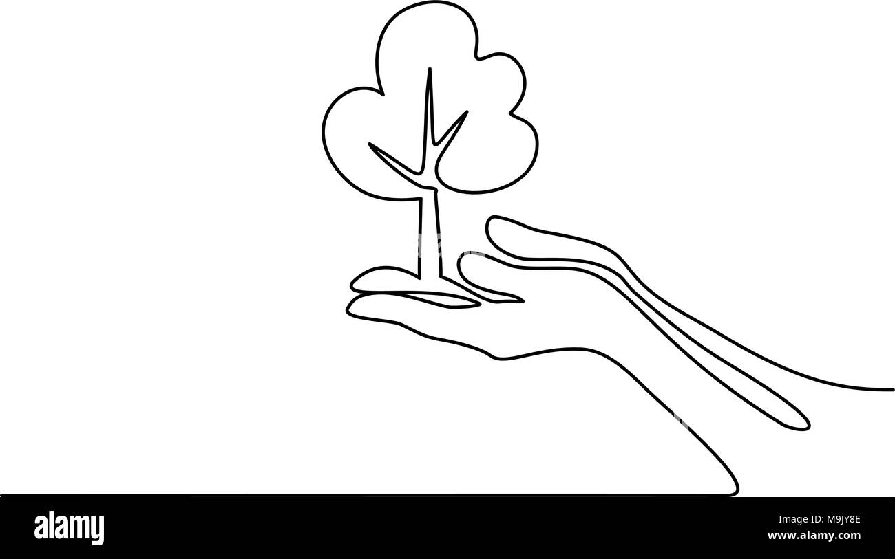 Le palme delle mani insieme con l'albero Illustrazione Vettoriale