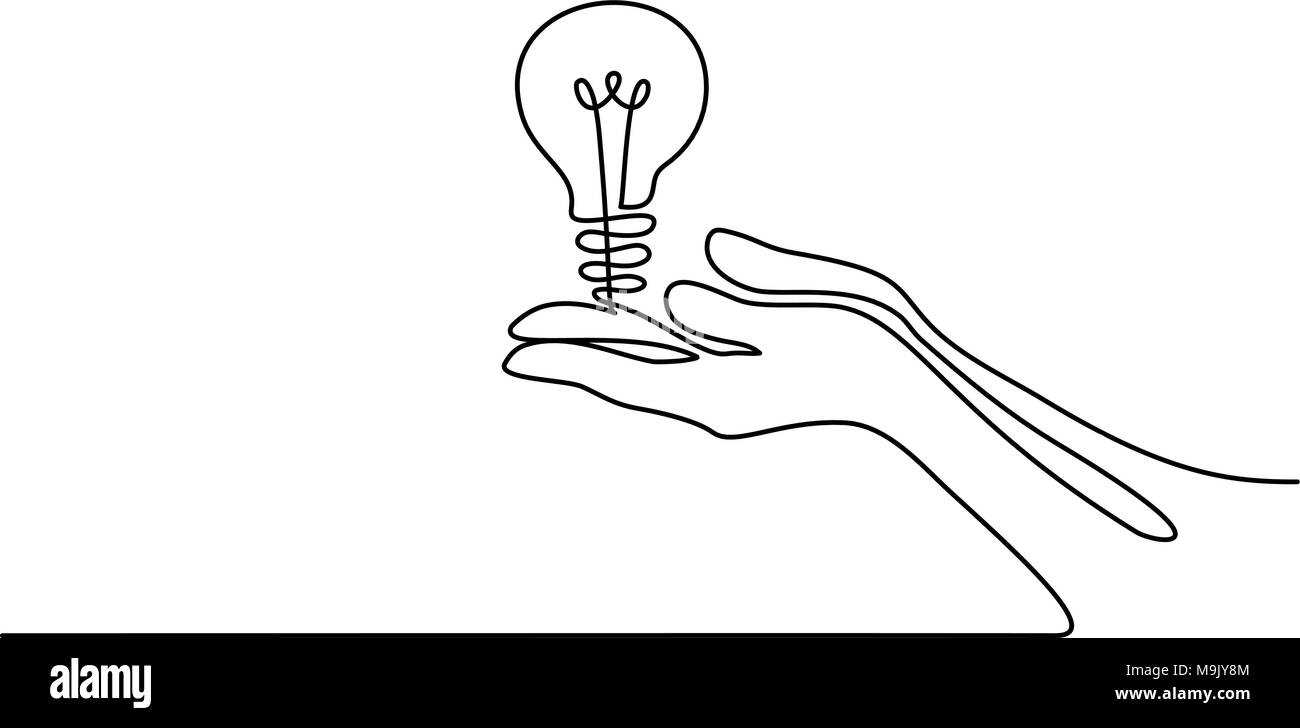 Le palme delle mani insieme con lampadina Illustrazione Vettoriale