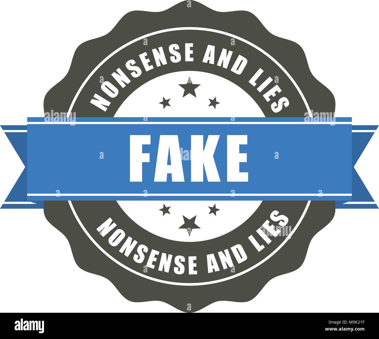 Falso - badge adesivo con iscrizione Fake, concetto di falsificazione Illustrazione Vettoriale