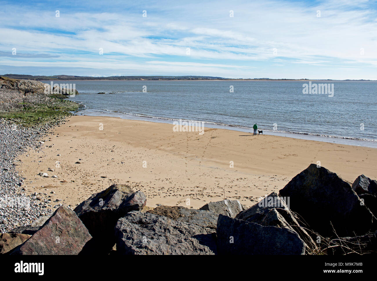 Spiaggia sabbiosa a RSPB riserva naturale, Hodbarrow, vicino a Millom, West Cumbria, England Regno Unito Foto Stock